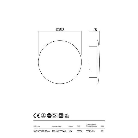 Redo Group Lumină de Exterior Montată pe Perete LED 24W 3000K Redo Group Lumină de Exterior Montată pe Perete LED 24W 3000K