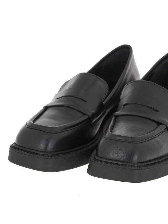 Leather Women's Loafers in Black Color