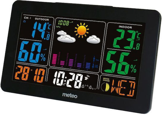 Meteo Meteo SP91 Безжична Метеорологична станция Цифров Настолен Черен