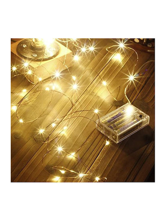 30 Lights LED 3m. Warm White Battery in String 1pcs