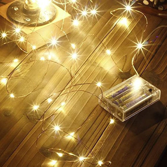 30 Lichterketten LED 3m. Warmes Weiß Batterie in Zeichenfolge 1Stück