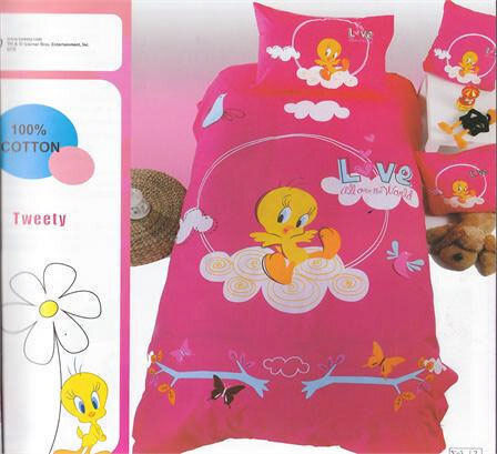 Viopros Kids Duvet Set Single with Pillowcase Tweety Fuchsia Pink 160x240cm