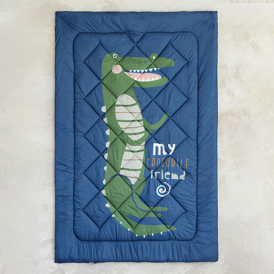 Nima Детско покривало Единично с Микрофибърно пълнеж Crocodile Син 160x240cm