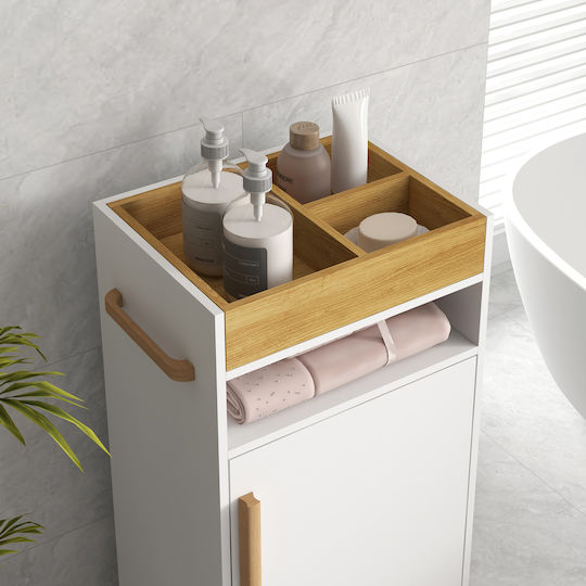 Kleankin Bathroom Cabinet L40xW30xH88cm White