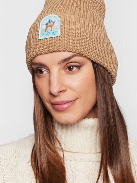 Beanie Unisex Σκούφος Πλεκτός σε Μπεζ χρώμα