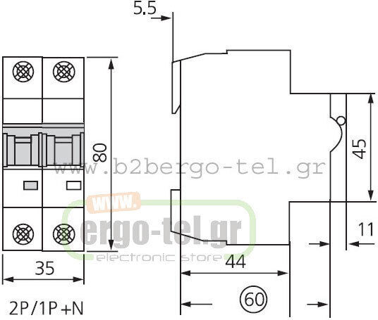 Kripal Αυτόματη Ασφάλεια 10A Διπολική AC 209-001100210