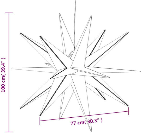 vidaXL Weihnachtlicher Dekorativer Anhänger Stern Kunststoff Rot 77x100cm 1Stück