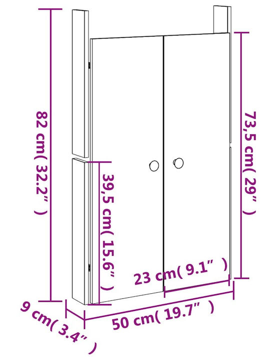 vidaXL Подов Рафт за баня Дървен 50x9x82см Черна