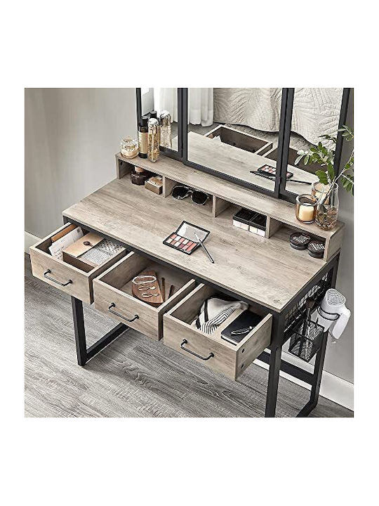 Wooden & Metallic Makeup Dressing Table Coffee with Mirror 90x40x141cm