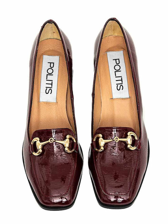 Patent Leather Women's Moccasins in Burgundy Color