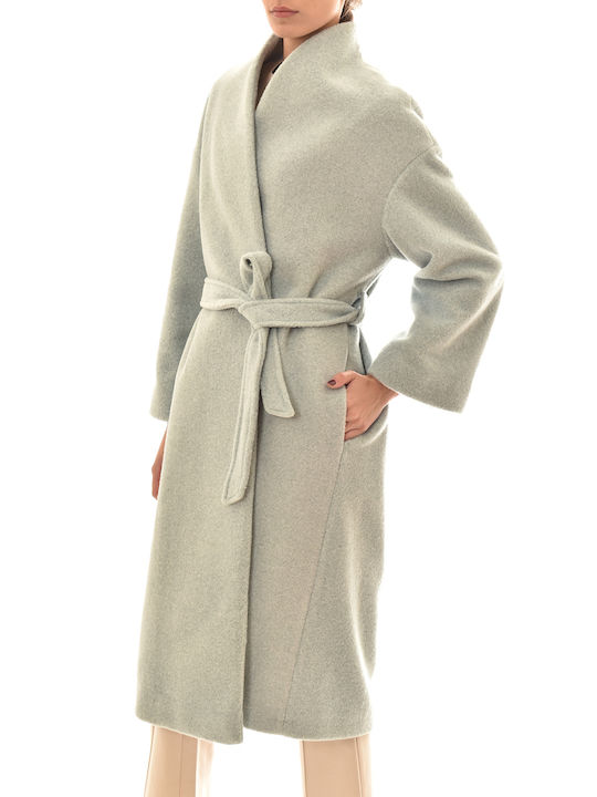 MY T Women's Curly Long Coat with Belt Veraman