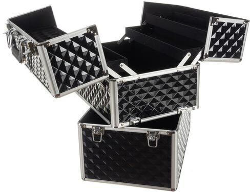 Soulima Metallic Cosmetic Case Black H42.5xW35xD24.5cm