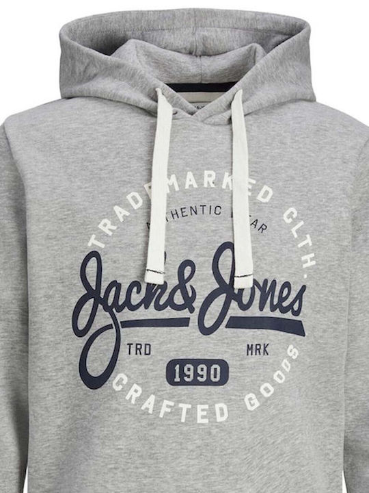 Jack & Jones Men's Sweatshirt with Hood and Pockets Gray