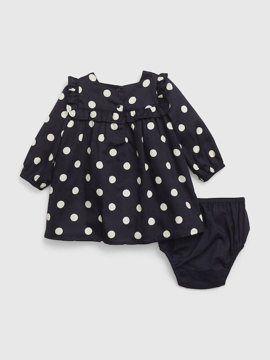 GAP Kids Dress Polka Dot Long Sleeve Navy Blue