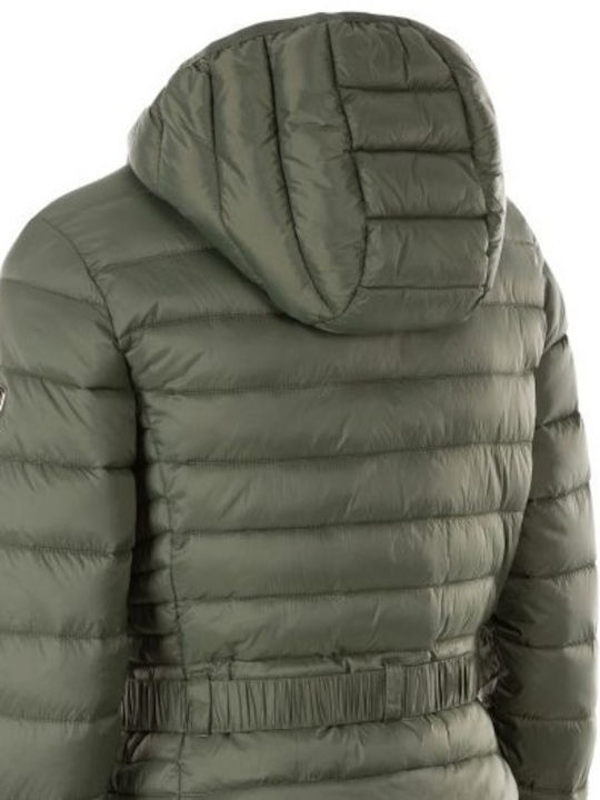 Santuzza Lang Damen Puffer Jacke für Winter Khaki