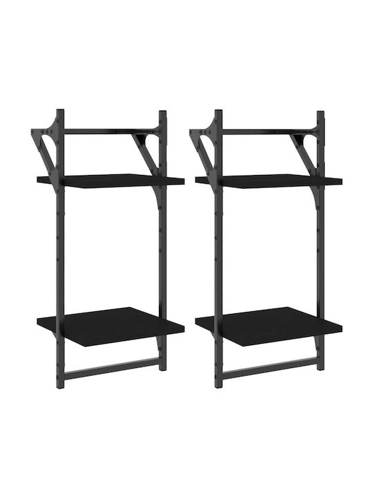 Shelves Wall Black 2pcs 30x25x65cm