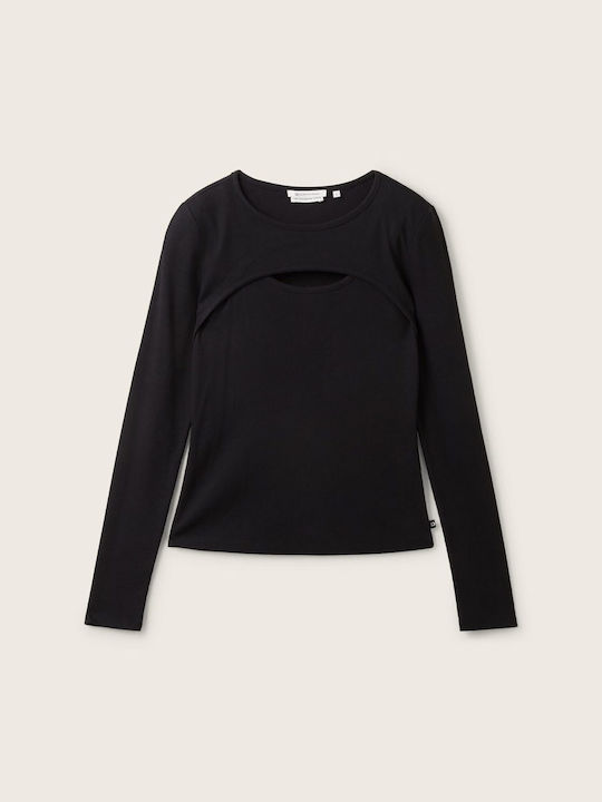 Tom Tailor Women's Blouse Long Sleeve Black (Deep Black)