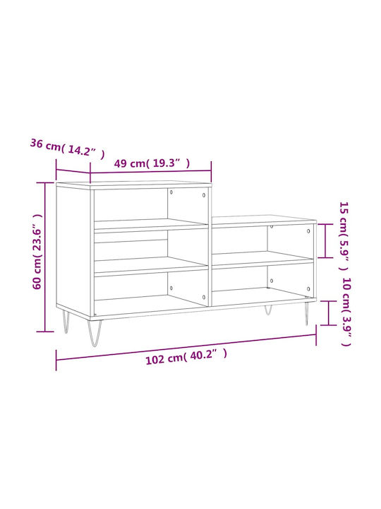 Holz Schuhschrank 102x36x60cm