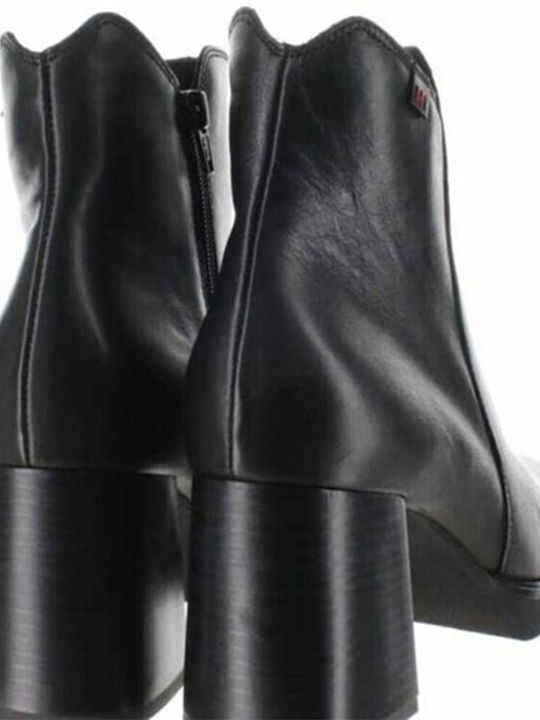 Leder Stiefeletten Damen Schwarz