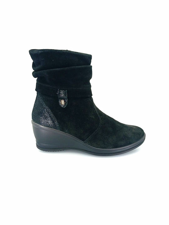 Imac Suede Women's Ankle Boots Platform Black