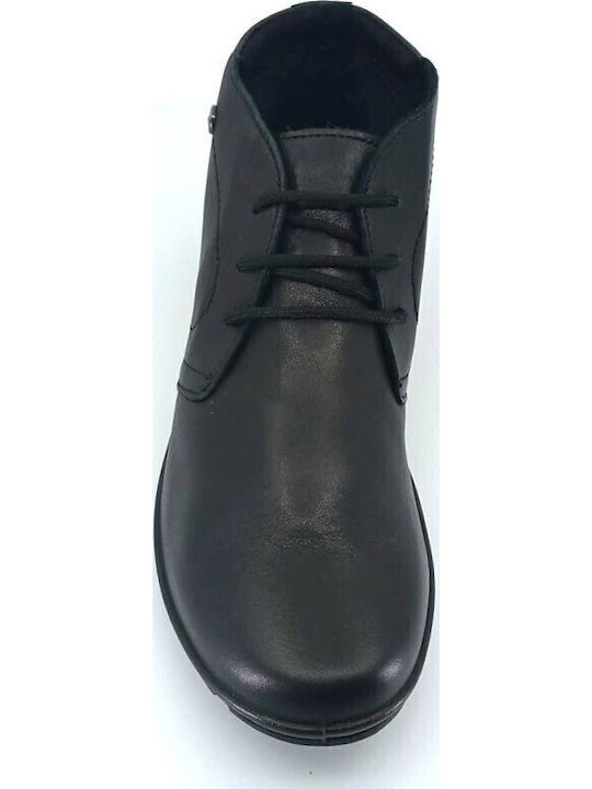 Leder Stiefeletten Damen mit Pelz Schwarz