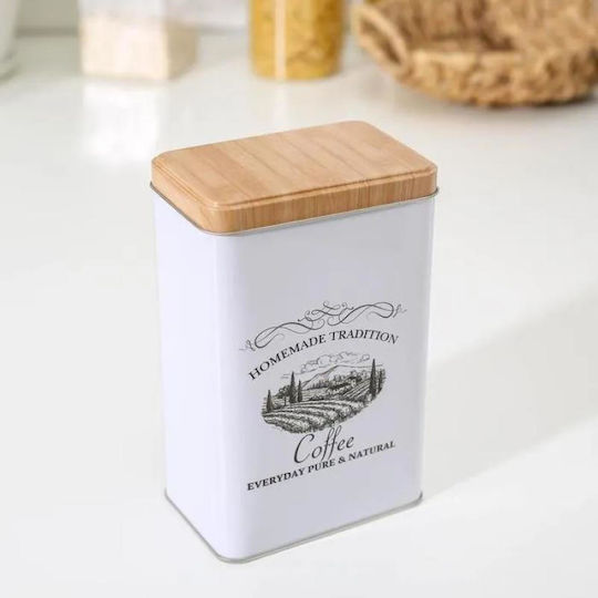 Viosarp Caseta Pentru Zahăr / Cafea Cu Capac Metalic Alb 9x6x16cm 1 Bucată