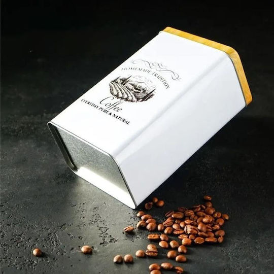 Viosarp Caseta Pentru Zahăr / Cafea Cu Capac Metalic Alb 9x6x16cm 1 Bucată