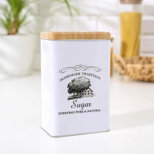 Viosarp Caseta Pentru Zahăr / Cafea Cu Capac Metalic Alb 9x6x16cm 1 Bucată