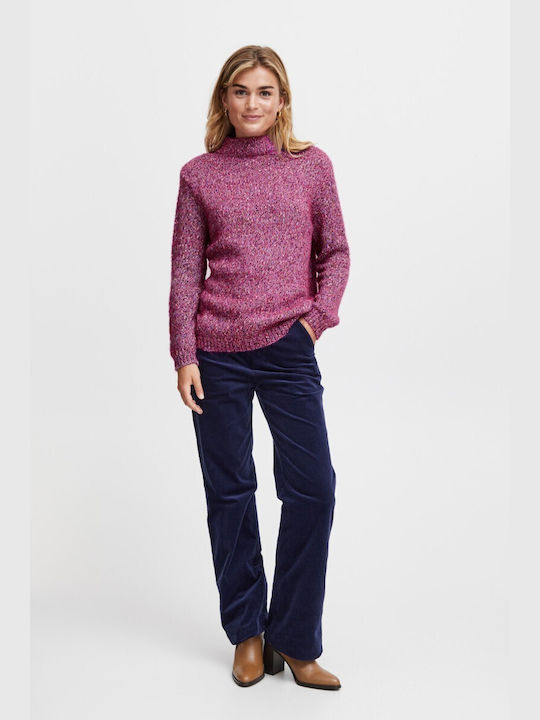 Fransa Damen Langarm Pullover Wolle Pink
