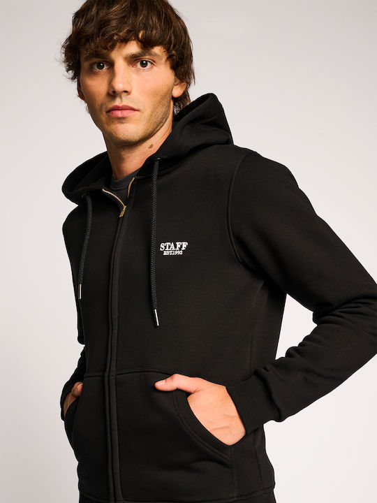 Staff Men's Sweatshirt Jacket with Hood Black