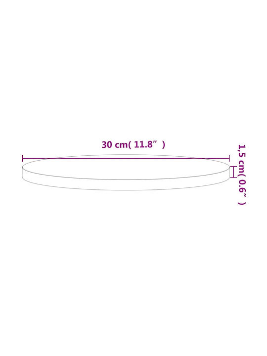 vidaXL Rund Tischoberfläche aus Massivholz Beech 30x30x1.5cm 355927 1Stück