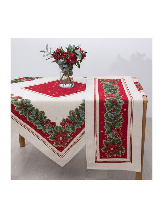 Dimeco Christmas Tablecloth Fabric L180xW140cm 1pcs