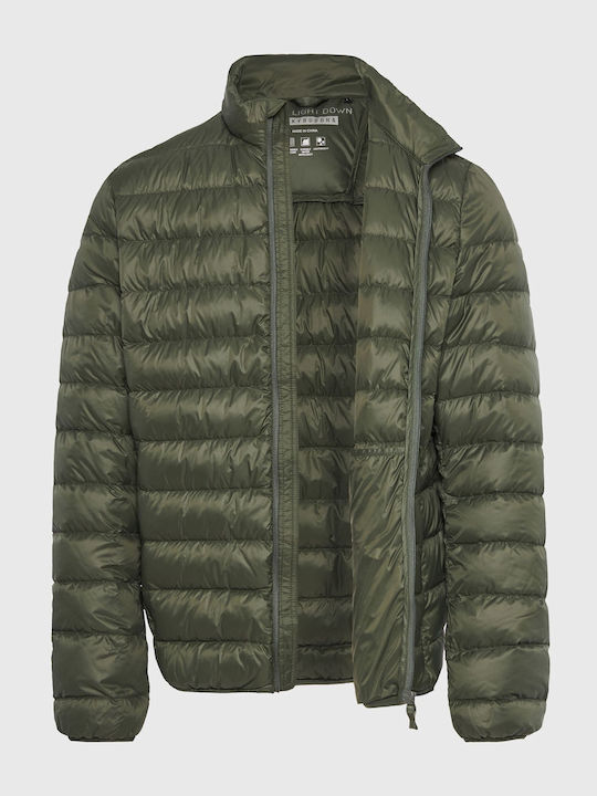 Funky Buddha Men's Winter Puffer Jacket Khaki