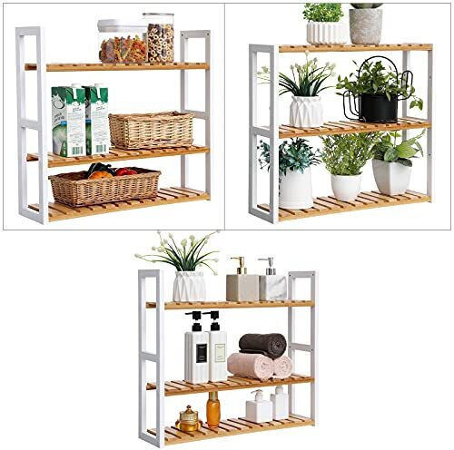 Songmics An der Wand montiert Badezimmerregal Bamboo 60x15x54cm
