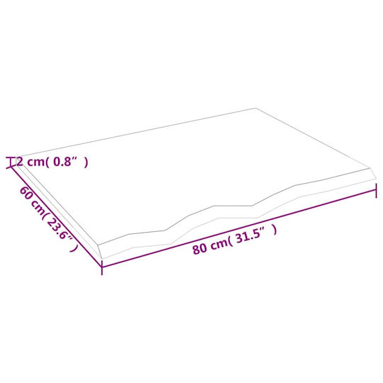 vidaXL Countertop without Sink L80xW60xH2cm Raw solid wood