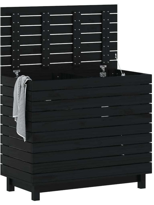 vidaXL vidaXL Holz Wäschekorb Mit Deckel 88,5x44x76cm Schwarz