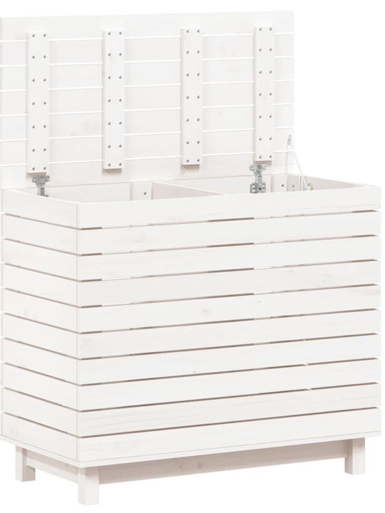 vidaXL Wooden Laundry Basket with Lid 88.5x44x76cm White