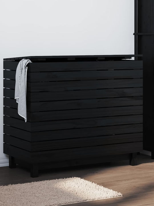 vidaXL vidaXL Holz Wäschekorb Mit Deckel 88,5x44x76cm Schwarz