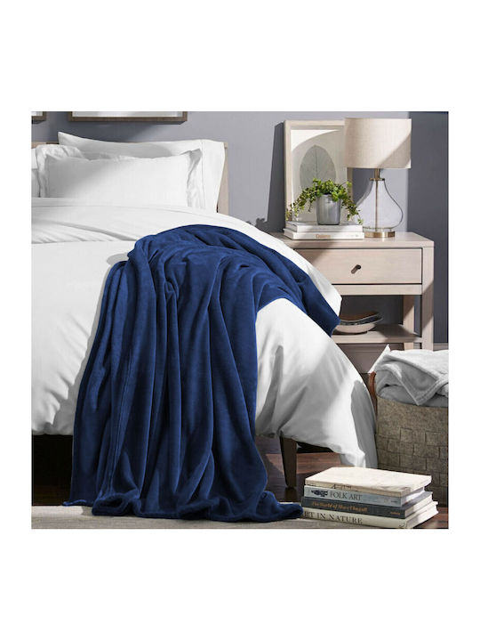 TnS Blanket Fleece Double 200x220cm Super Soft Dark Blue