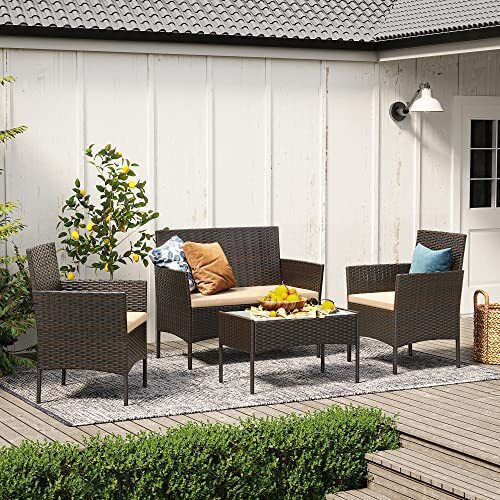 Garten- und Outdoor-Möbelsets Typsatz Wohnzimmer 4 Stück Songmics