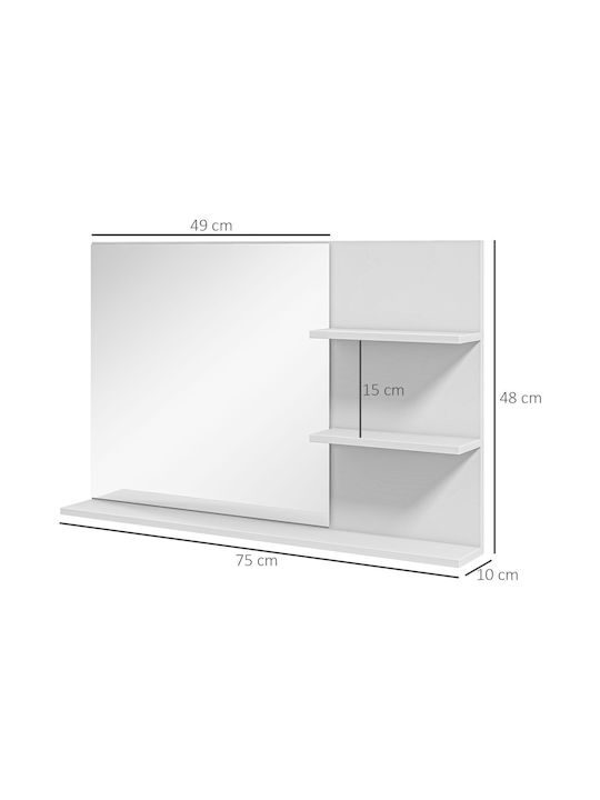 Kleankin Καθρέπτης Μπάνιου από MDF με Ράφι 75x10cm Λευκός