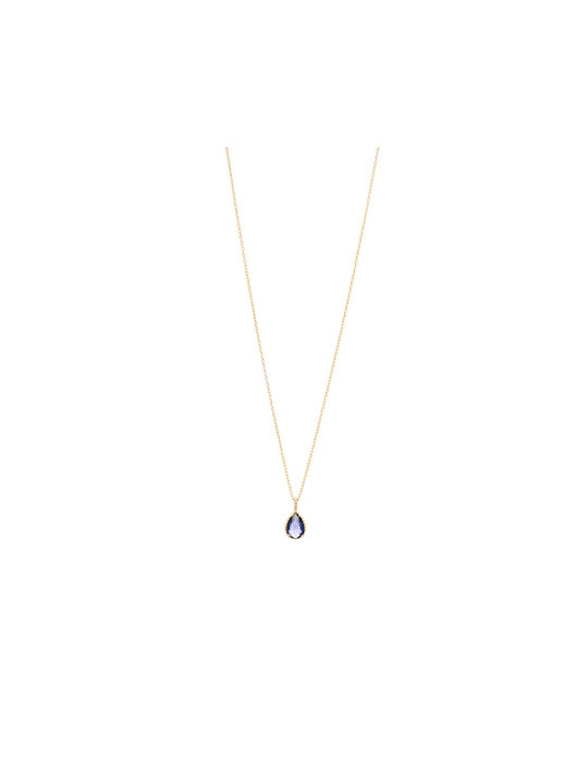 Prince Necklace with design Tear from Gold Plated Silver with Zircon