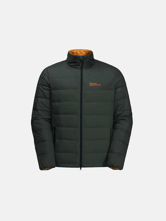 Jack Wolfskin Geacă pentru bărbați Puffer Rezistent la vânt Khaki