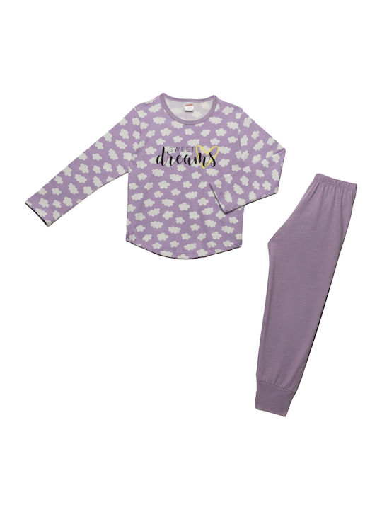 Minerva Παιδική Πιτζάμα Χειμωνιάτικη Lilac Sweet Dreams Minerva Παιδική Πιτζάμα Χειμωνιάτικη Lilac Sweet Dreams