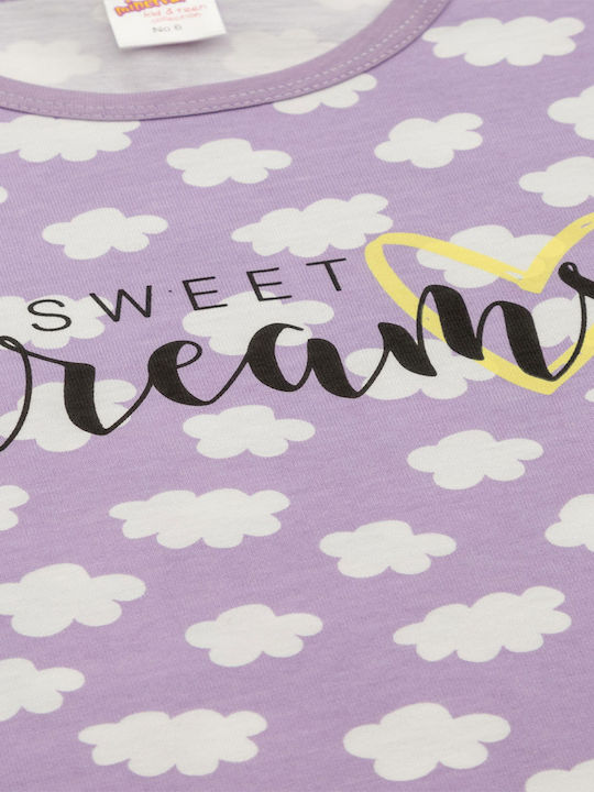 Minerva Παιδική Πιτζάμα Χειμωνιάτικη Lilac Sweet Dreams