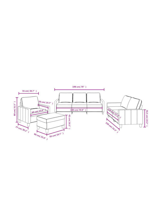 Set de Sufragerie 3 Scaune & 2 Scaune & Fotoliu & Scaun & Taburet Taupe