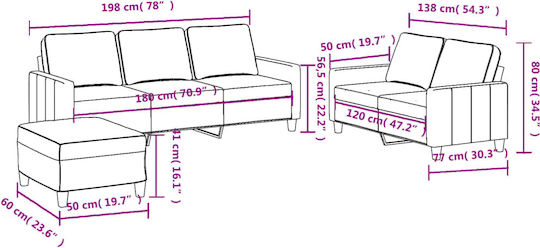 Set de Sufragerie 2 Scaune & 2 Scaune & Taburet Gri închis