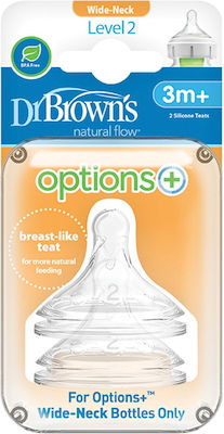 Dr. Brown's Silicone Baby Bottle Teats for 3+ months 2pcs