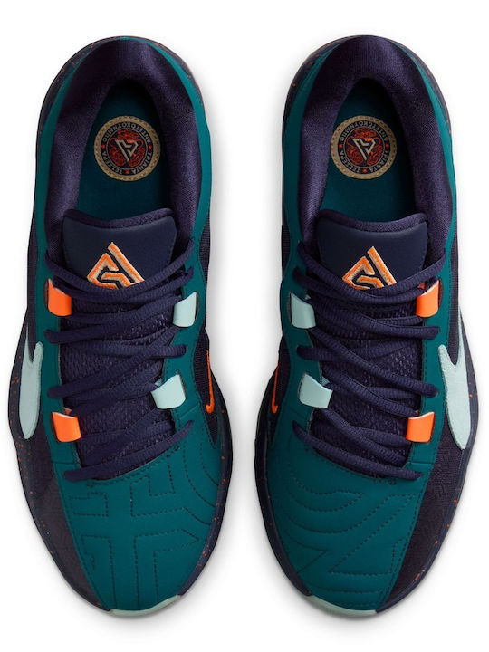 Giannis Freak 5 Χαμηλά Μπασκετικά Παπούτσια Geode Teal / Purple Ink / Total Orange / Jade Ice