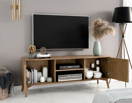 Телевизионна стойка Дървена Natsi Brown Μ150xΠ40xΥ52см